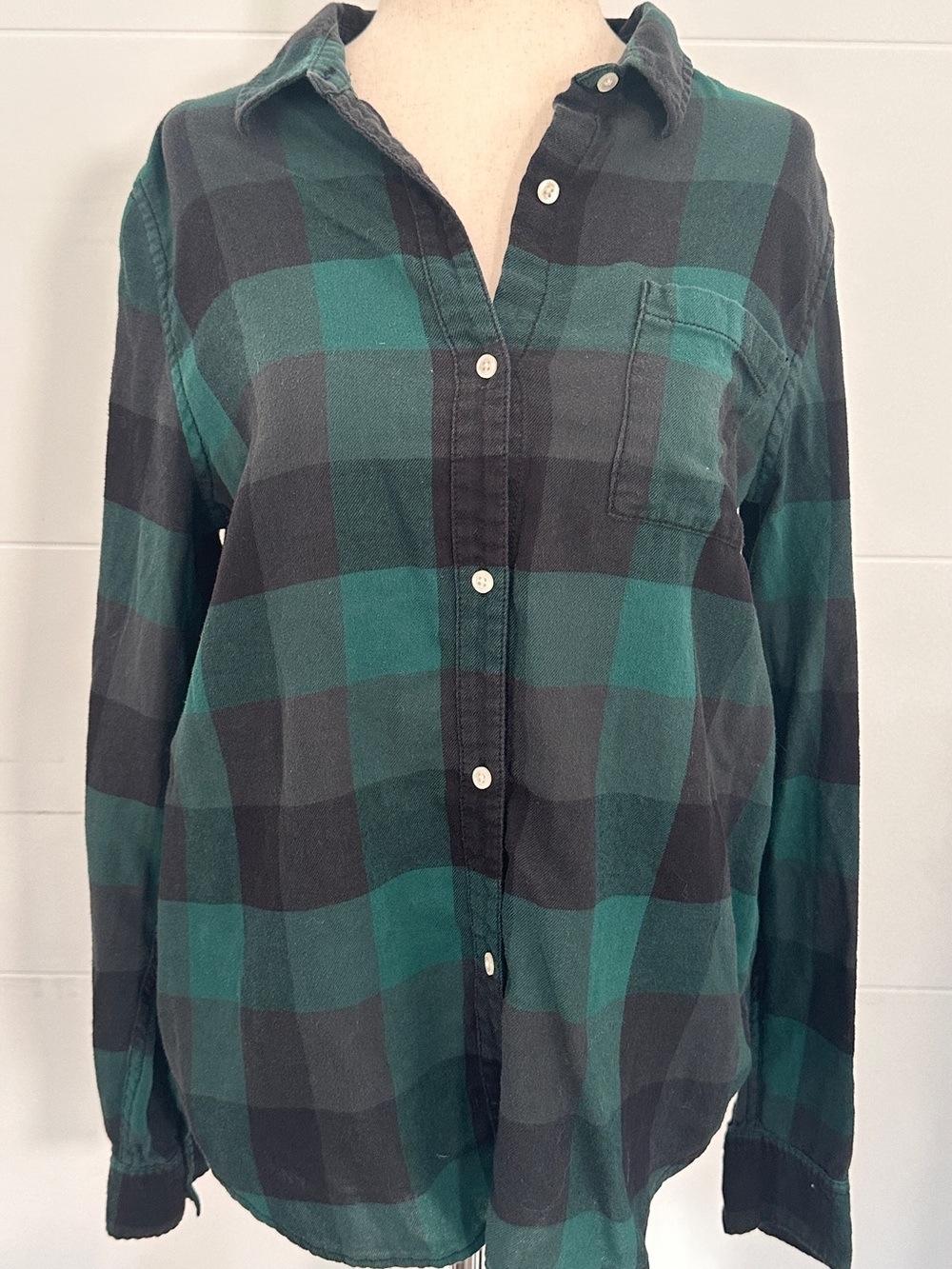 Calvin Klein Green Black Buffalo Plaid Soft Lightweight Flannel M